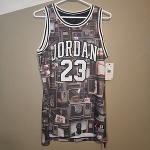 Jordan Nike Boys' 23 All Over Print Jersey Grey Size XL 13-15yrs NWT 95C655-G9Q